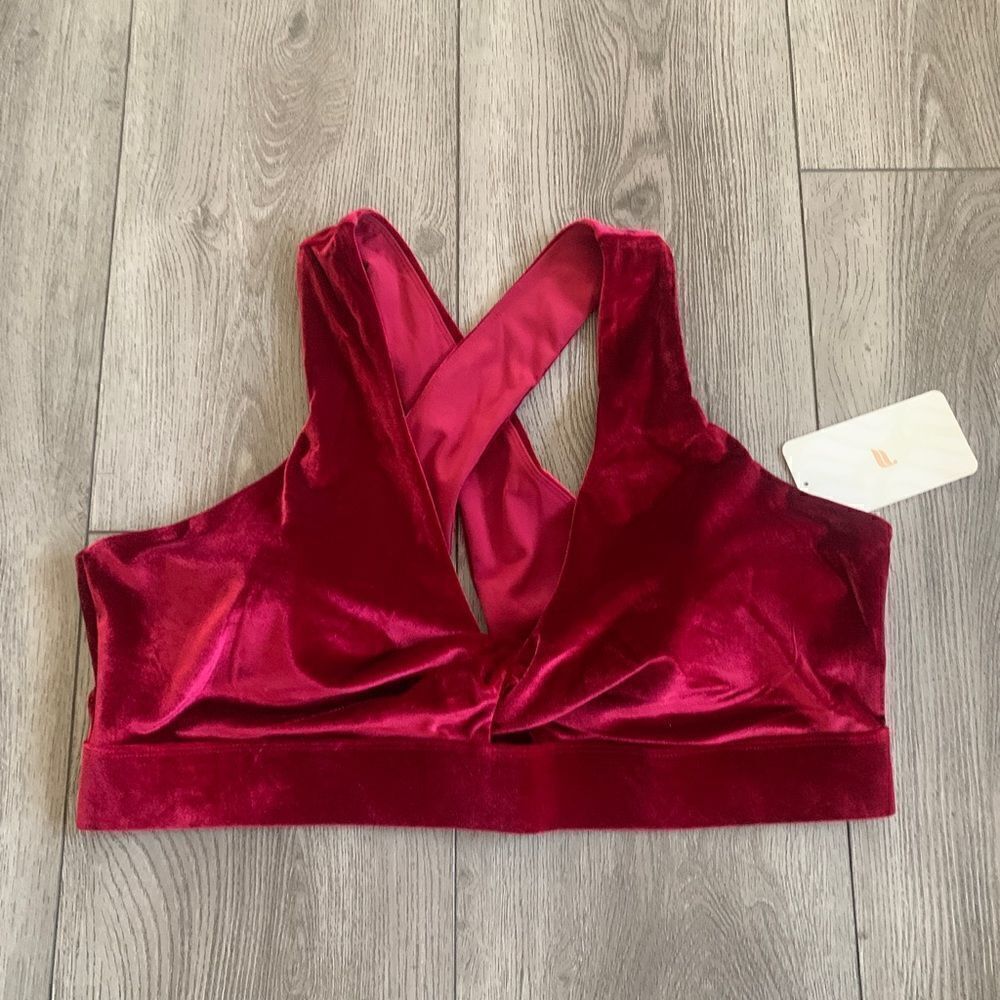 Fabletics oasis twist front velour sport bra ultra soft fabric